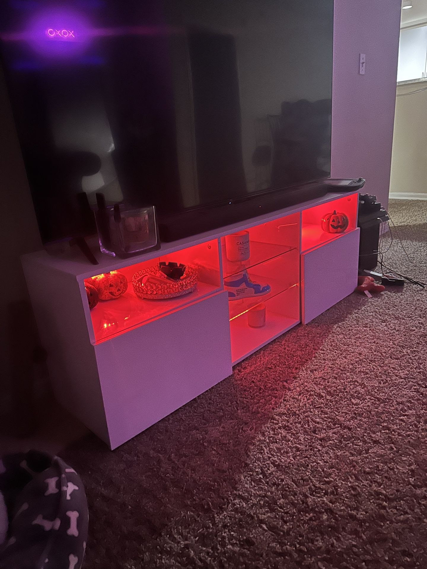 LED LIGHT TV STAND with storage 