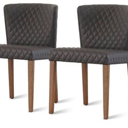 NPD furniture and more Albie Diamond Stitching PU Leather, (Set of 2) Dining Chair, Cocoa Gray