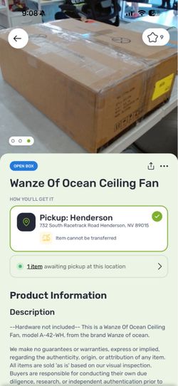 Wanze of Ocean Ceiling Fan Model A-42-WH