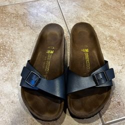 Birkenstock Madrid Marine Sandals Birko Flor Narrow