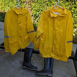 Rain Jackets And Pair Of Boots 