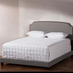 Quen Gray Fabric Bed (New In A Box)