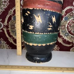 Carved Wood African Drum Leather Top