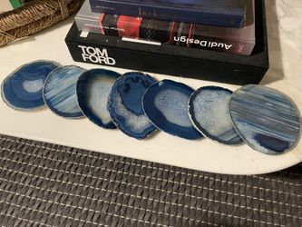 8 Dark Blue Agate Coasters 