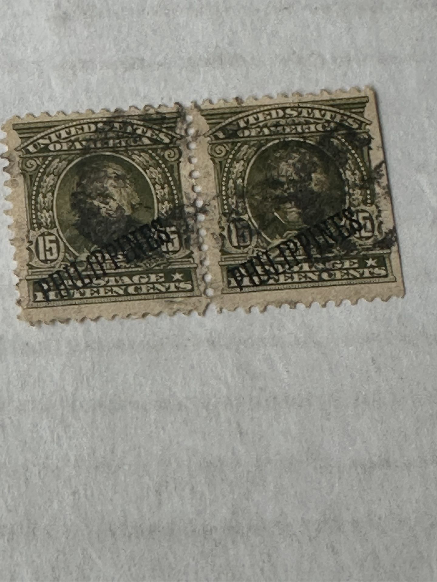 United States Possession Philippines Pair 15 Clay 1903 Stamp