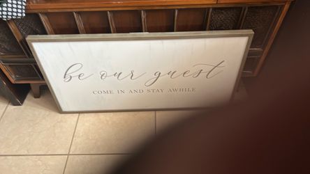 Be Our Guest Framed Wood Wall Sign