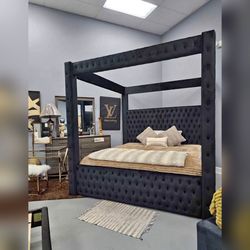King or Queen size Bla k color canopy bed frame