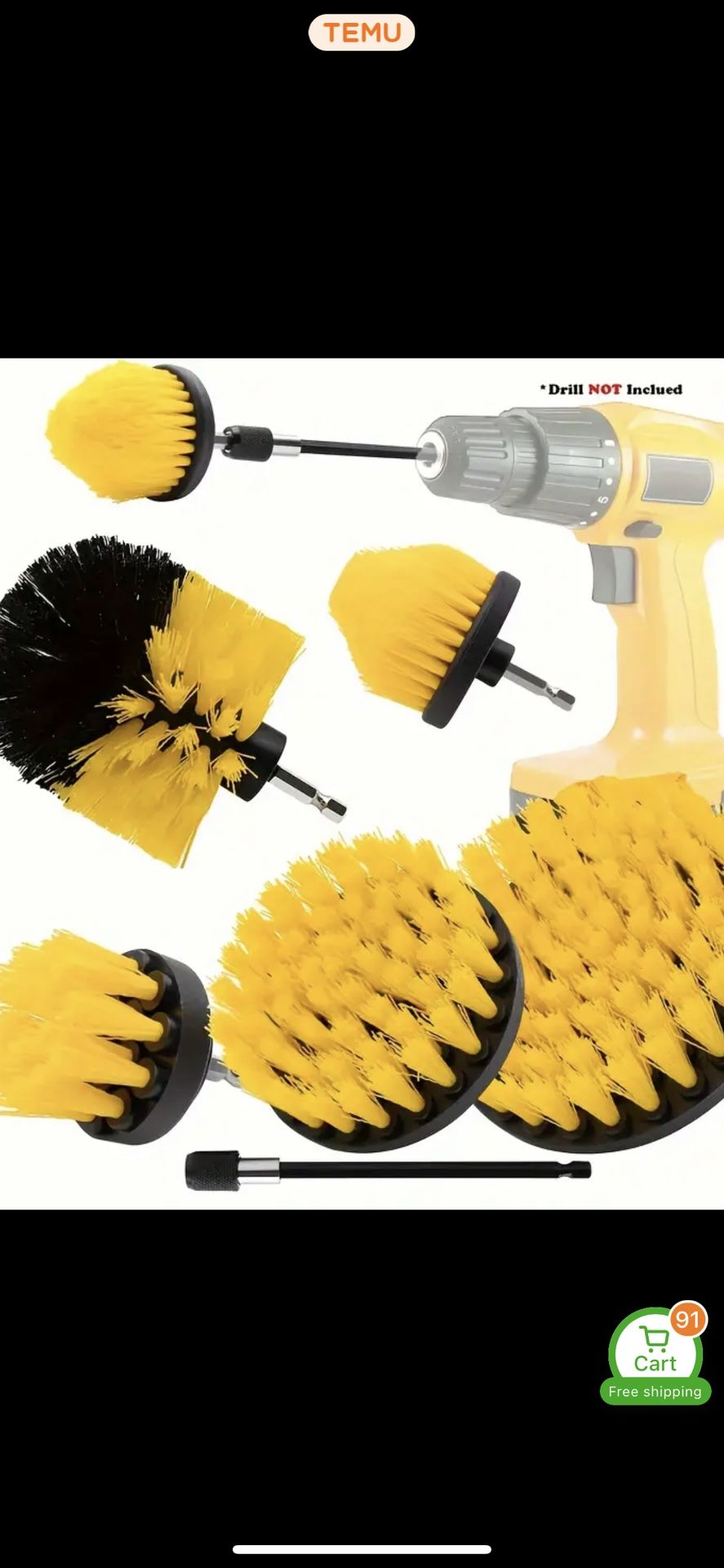 6pc Drill Brush Cleaning Set - High-Power Scrubber Attachment for Deep Cleaning - Flexible Extension Rod reaching Grout, Floors, Bath, Tubs, Tiles & C