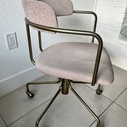 West Elm dusty rose velvet rolling chair