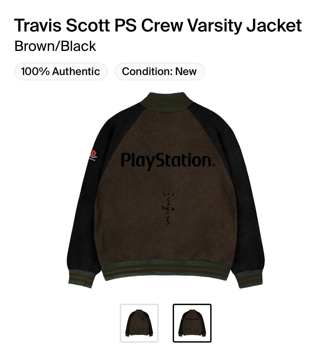 TRAVIS SCOTT PLAYSTATION CREW VARSITY JACKET SIZE LARGE