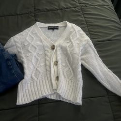 White Cardigan Kendall + Kylie