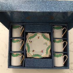 6 VINTAGE Coffee Cups With 6 Saucers Fine Porcelain 24KT  G P