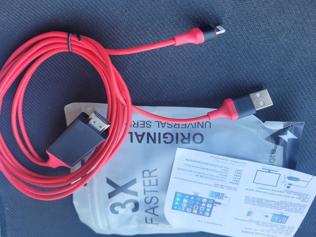 CABLE TRANSFER AUDIO. VIDEO. DE IPHONE. A TV. HD