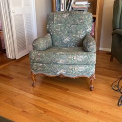 Vintage Upholstered Chair With Beautiful Carved Feet