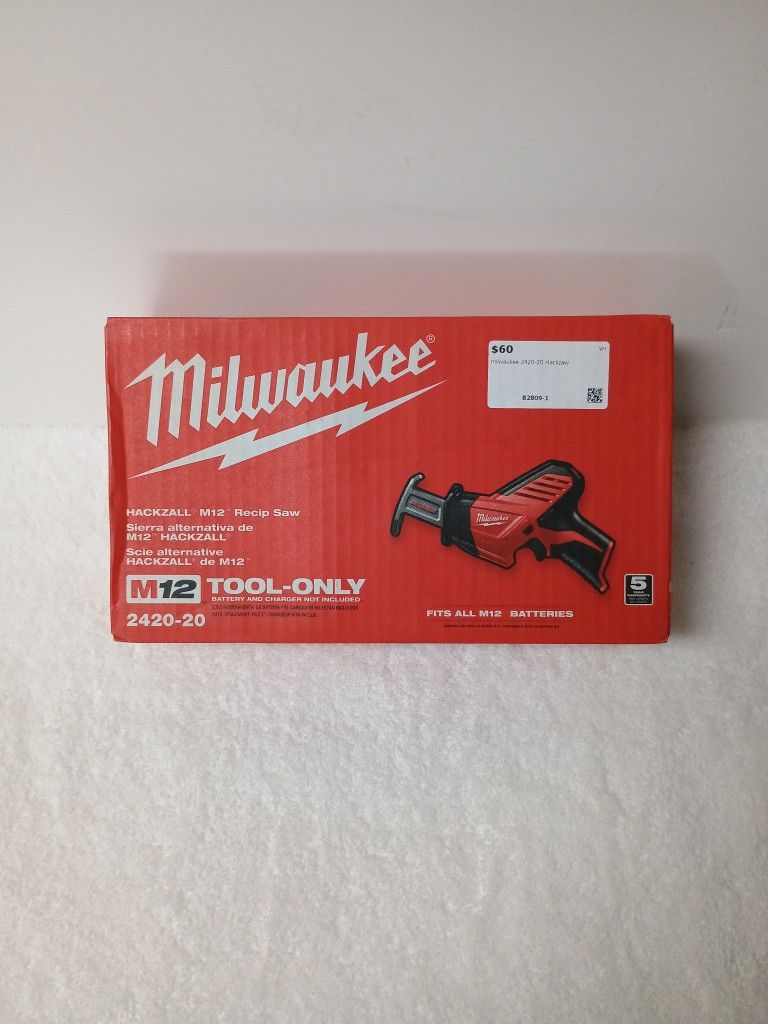 Milwaukee M12 Hackzall Reciprocating Saw (model 2420-20)