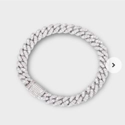Silver Diamond Cuban Link Bracelet 6mm 6”-7.5”