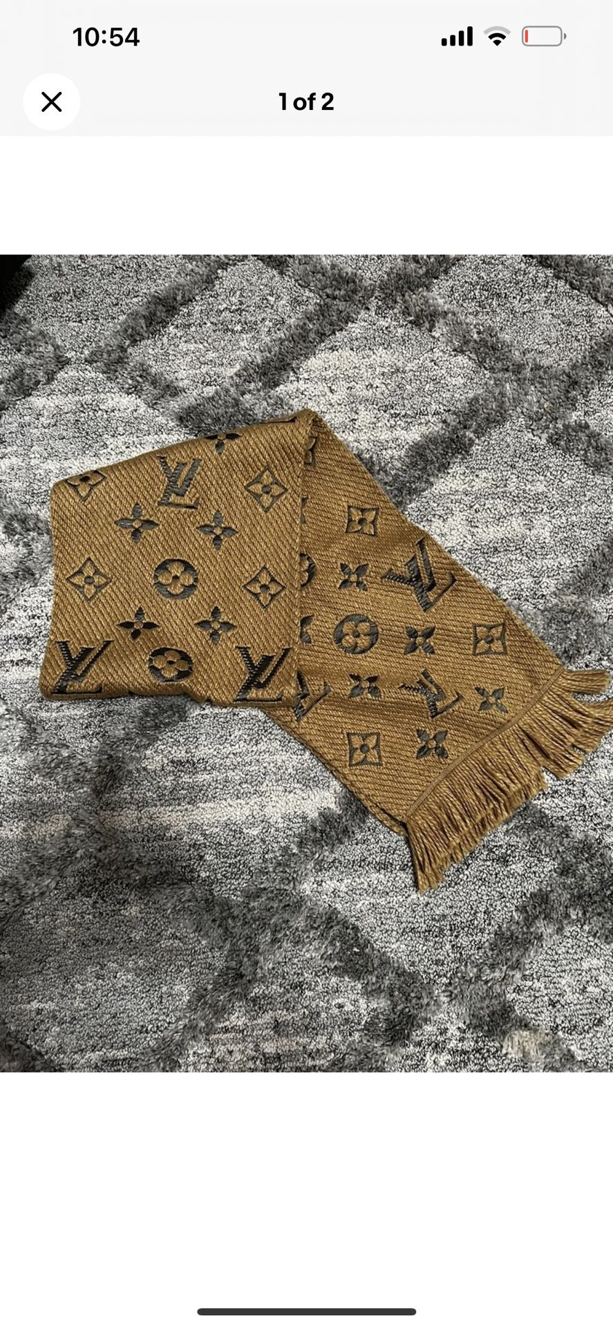 Louis Vuitton Authentic Logomania Shine Tan Monogram Scarf New Condition !!