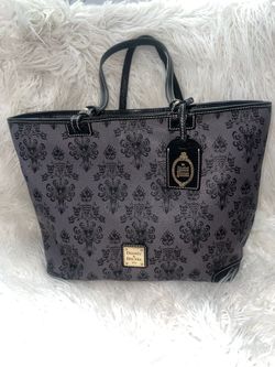 Retired Like New Disney Dooney and Bourke leather Haunted Mansion Wallpaper Tote