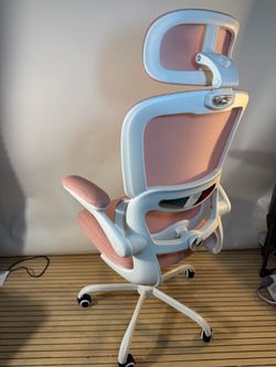 TRALT Office Chair Ergonomic Desk Chair with Lumbar Support Pink PU, 1 330 LBS Home Office Desk Chairs with Headrest, Reading Chair with Flip-up Armre