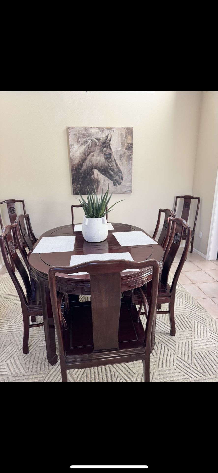 Solid Wood Table And 8 Chairs 