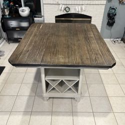 Farmhouse Counter-Height Kitchen Island Table w/ Wine Rack & Storage | Solid Wood Top | $300 OBO