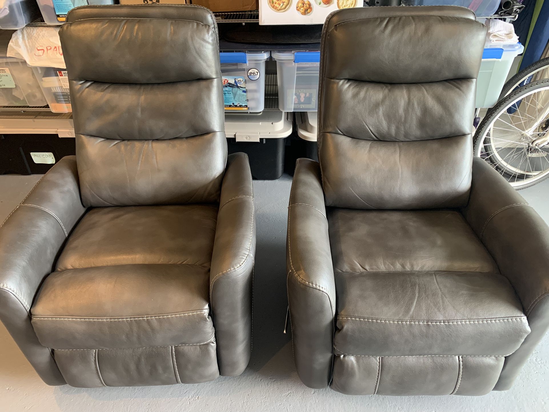 Bolero Gray Faux Leather Swivel Glider Recliners