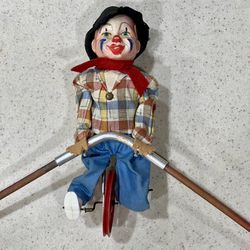 VTG: West Germany Clown Tight Rope Unicycle Toy 8” Tall 