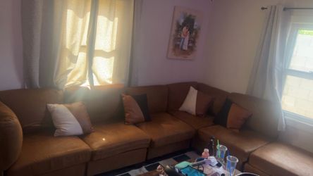 Faux Leather Modular Corner Sectional with Ottoman