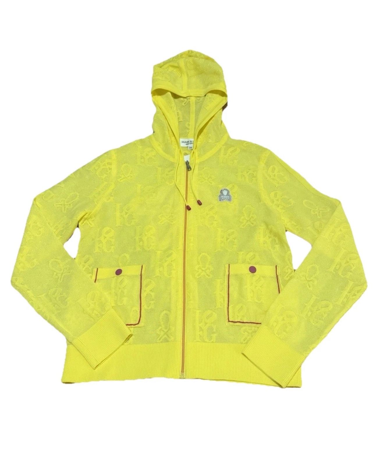 Mark & Lona Golf Or Die Full Zip Blouse Jacket Yellow Women Small