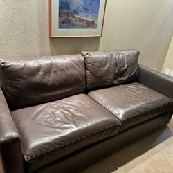 Crate & Barrel Barrett Brown Leather Sofa – Excellent Condition