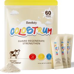 Bestidy Colostrum Supplement,Pure 40% IgG Colostrum Powder for Gut, Hair Growth, Beauty, Individually Packaged,Natural Superfood Bovine Colostrum Powd