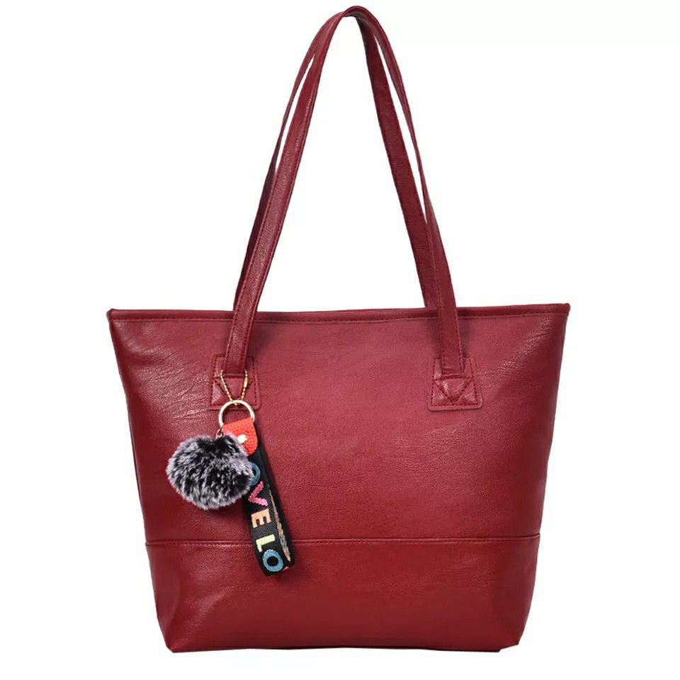ELove Leather Handbag Tote Bag Solid Color