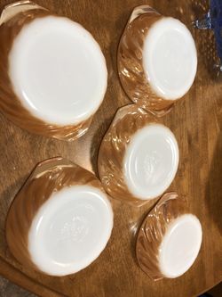 Carnival glass fire king 5 piece lot