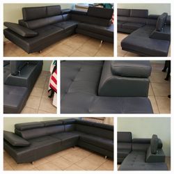 Leather Navy Blue Couch