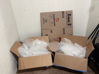 3largw moving boxes and bubble wrap