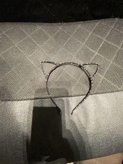 Black Metal Headband Pink Polkadot Cat Ears