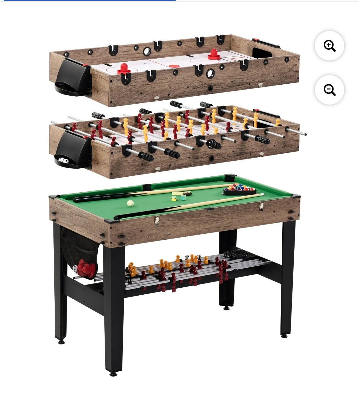 48" 3-in-1 Multi Game, Pool Table, Air Hockey, Foosball Table, by MD Sports