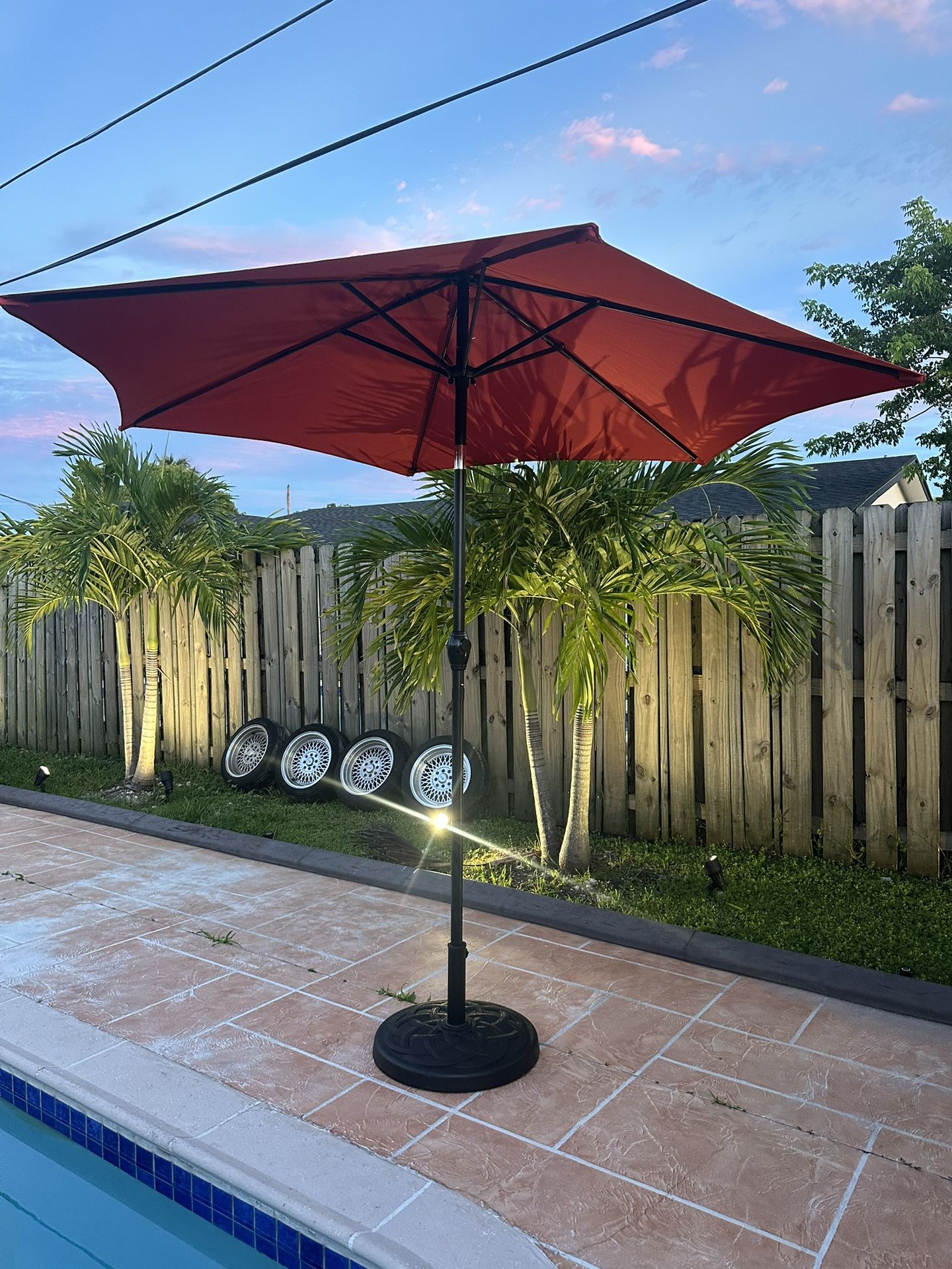 Umbrella 9ft And Metal Stand Black