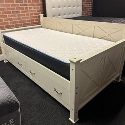 Twin size daybed with storage includes mattress 