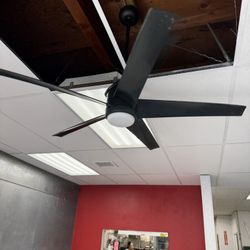 Hampton Bay LED Indoor/Outdoor Matte Black Ceiling Fan - 54 inch