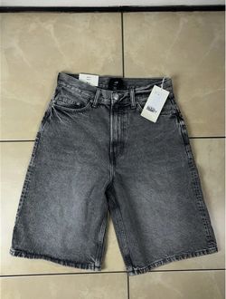 H&M Men's Baggy Gray Denim Shorts Cotton 5-Pocket Button Fly Size 29