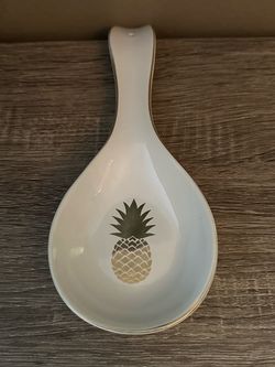 Pineapple Ceramic Spoon Rest/ Utensil Holder