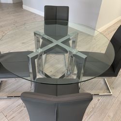 Glass Dining Table And Four Chairs