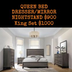 QUEEN BED SET $900 NEW 