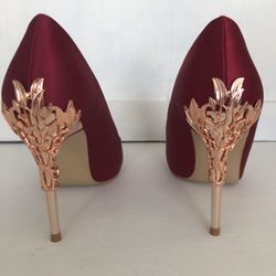 METAL CARVED THIN HEEL HIGH HEELS PUMPS SHOES