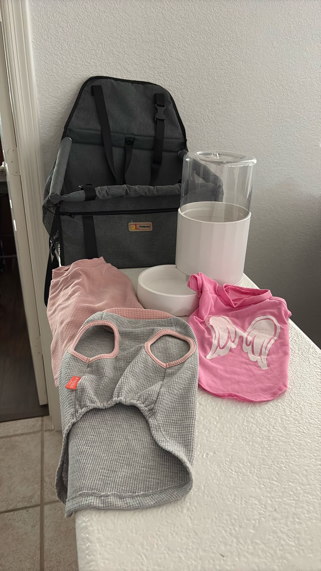 Dog Car seat, Water Tower. Outfits