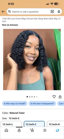 12” Deep Wave Bob Human Hair Wig