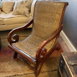 Wood and Rattan Accent Chair