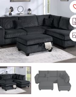 3Pc Sectional With Ottoman Set 