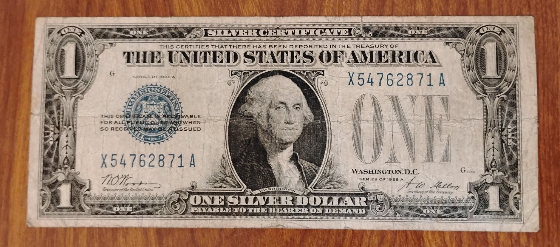 1928 Silver Certificate $1 Dollar Funny Back  Bill Banknote Currency 